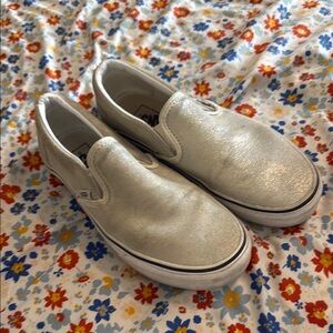 Vans womens Slip-On Sneakers - Shimmering Silver